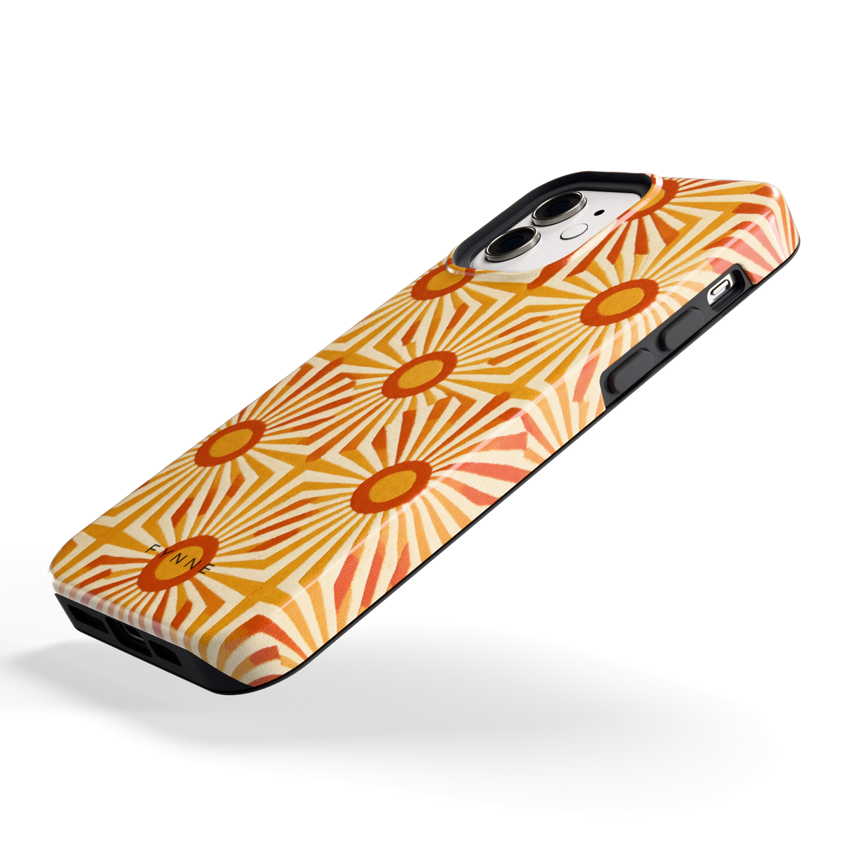 Retro Zonnestralen hoesje voor iPhone 12, schuin