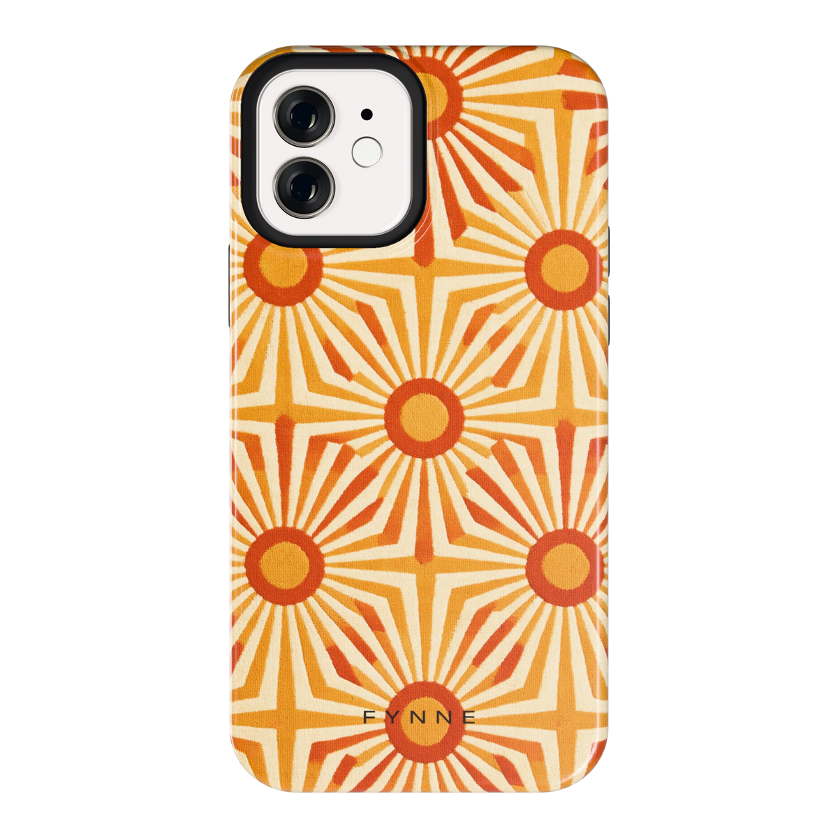Retro Zonnestralen hoesje voor iPhone 12, achterkant