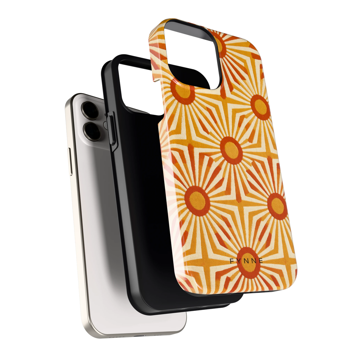 Retro Zonnestralen hoesje voor iPhone 12, los van de telefoon