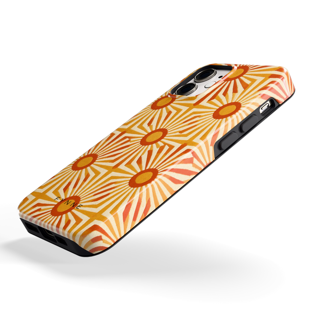 Retro Zonnestralen hoesje voor iPhone 12 mini, schuin