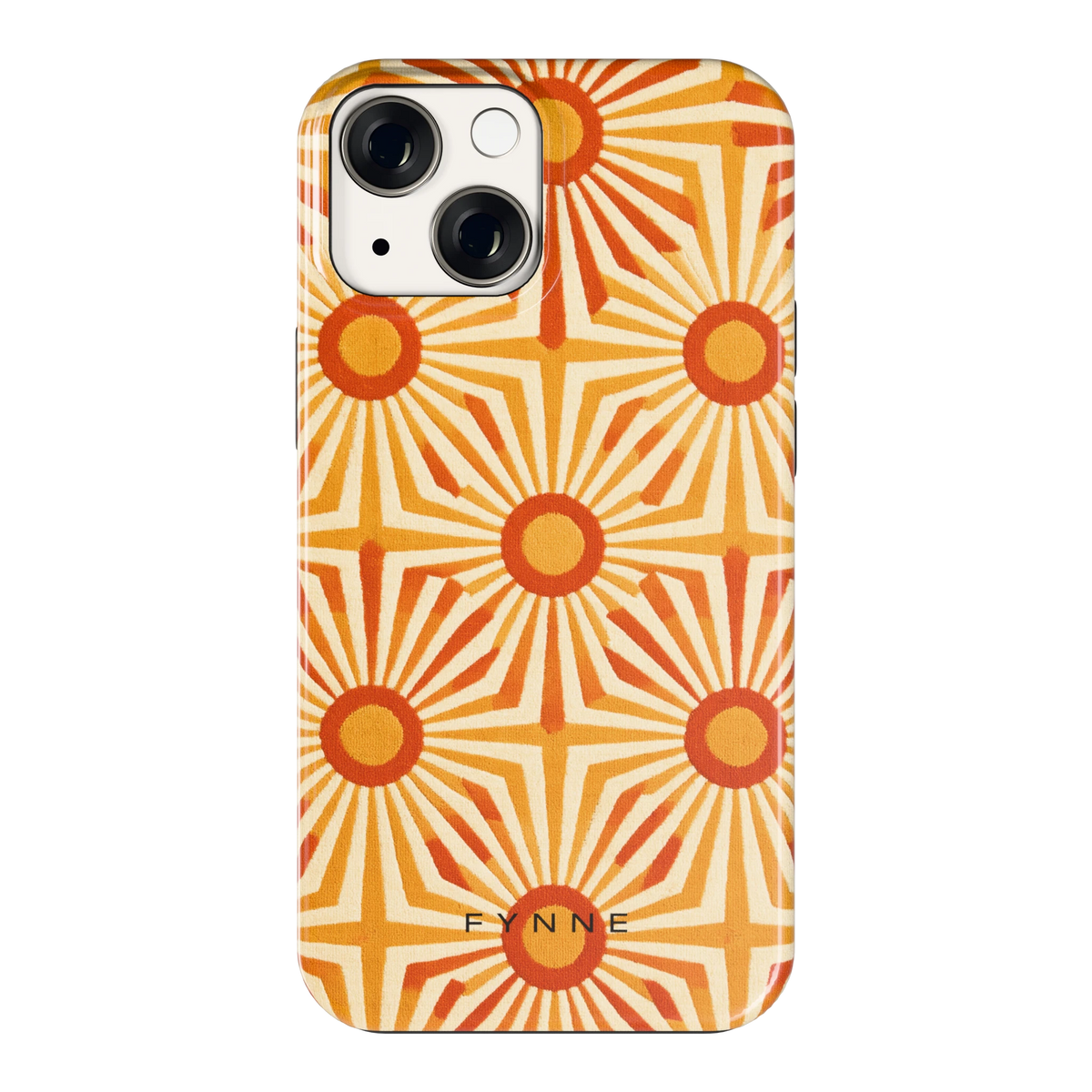 Retro Zonnestralen hoesje voor iPhone 13 mini, achterkant