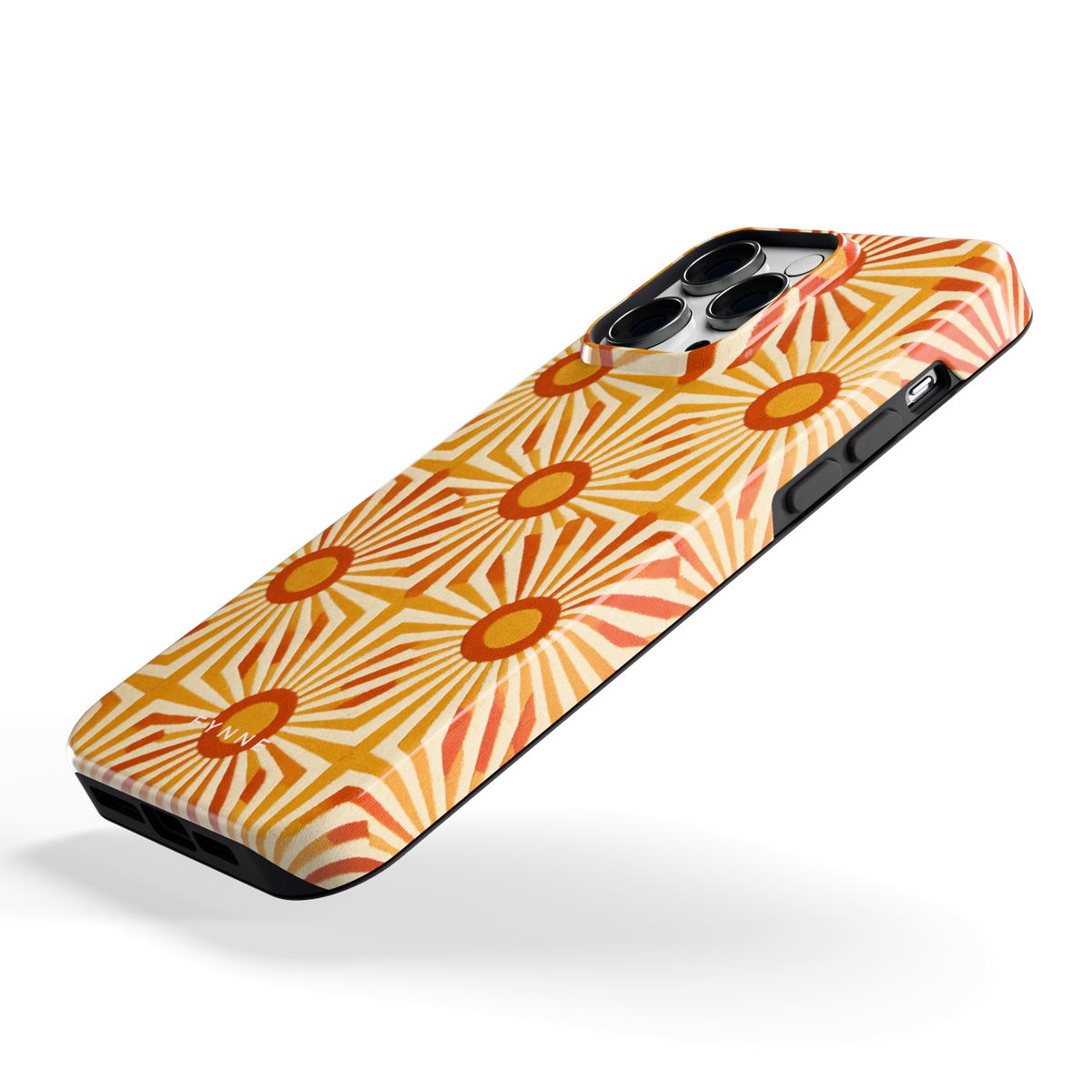 Retro Zonnestralen hoesje voor iPhone 14 Pro Max, schuin