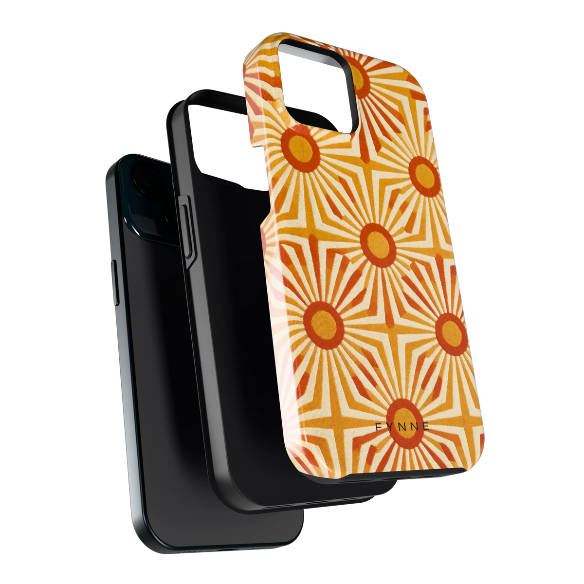 Retro Zonnestralen hoesje voor iPhone 15, los van de telefoon