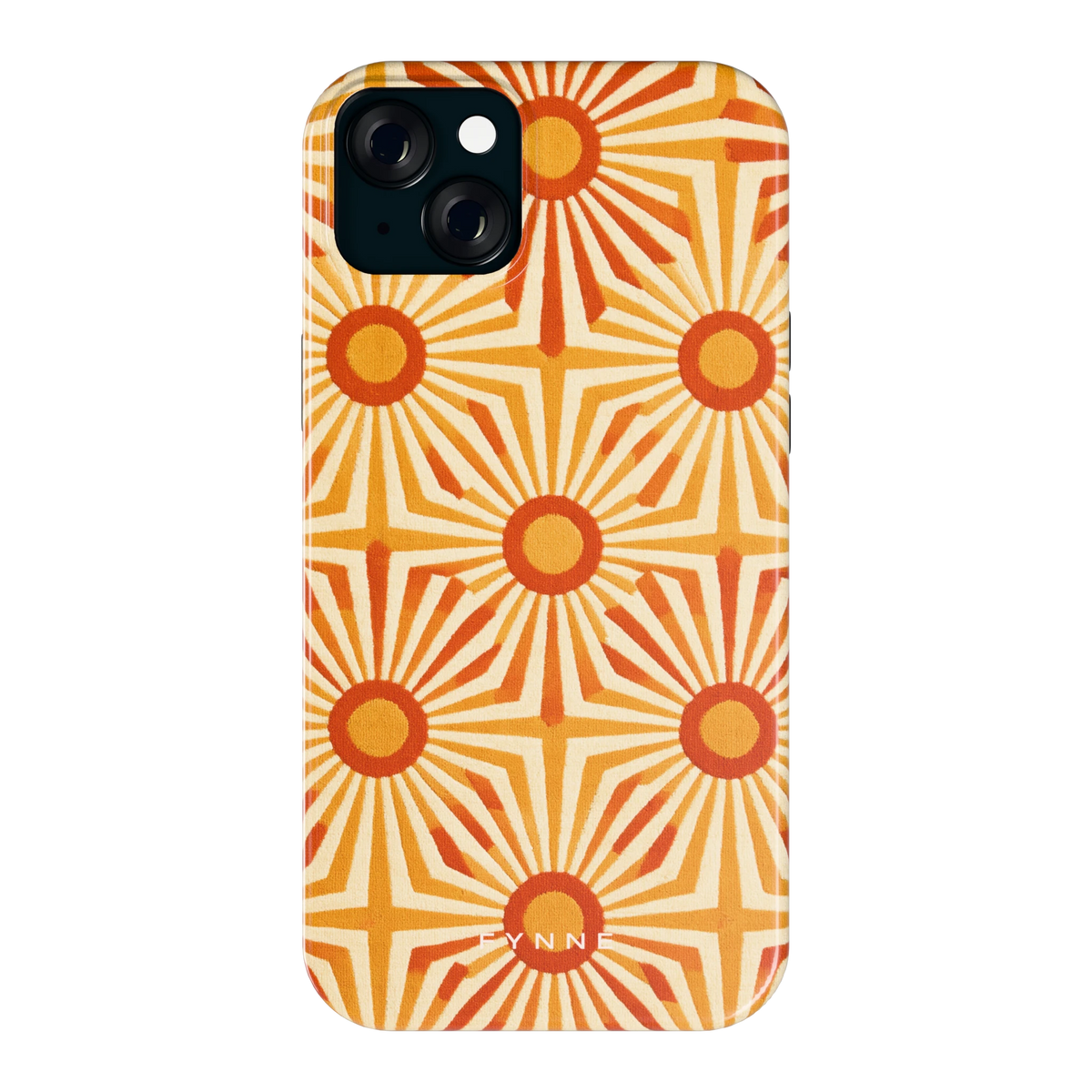 Retro Zonnestralen hoesje voor iPhone 15 Plus, achterkant