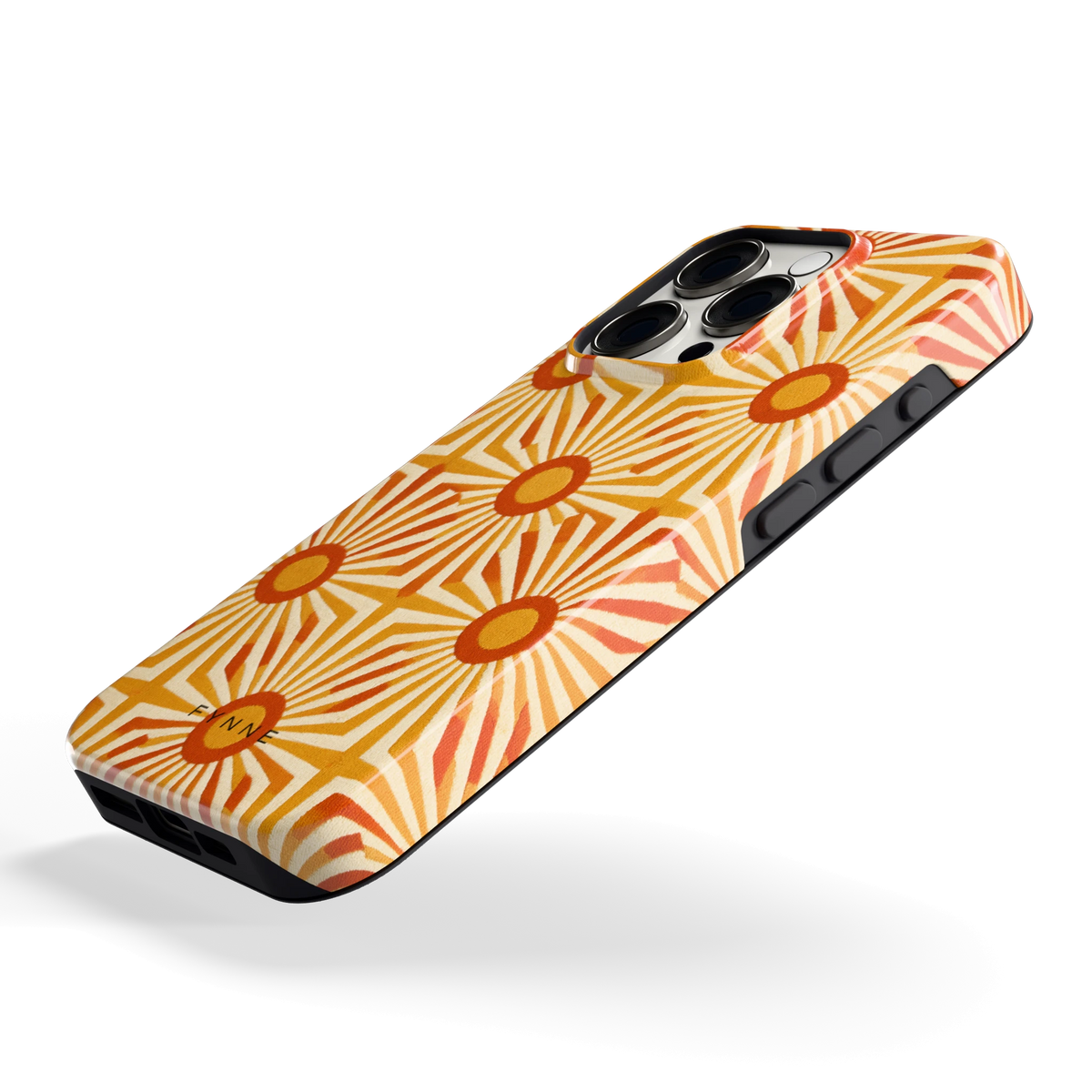 Retro Zonnestralen hoesje voor iPhone 15 Pro, schuin