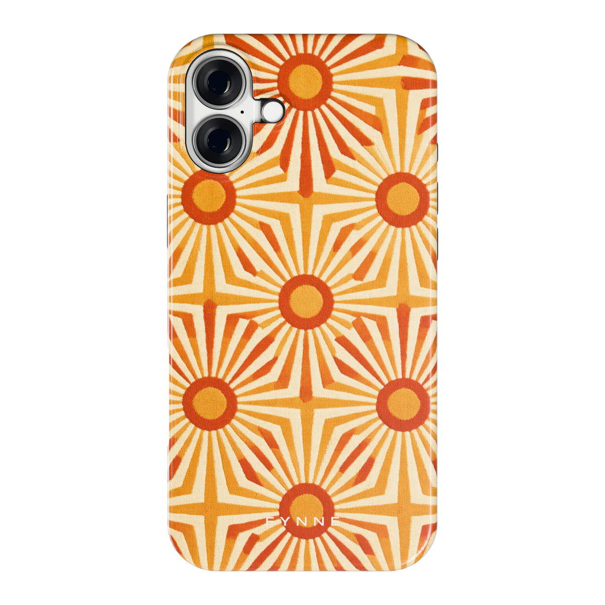 Retro Zonnestralen hoesje voor iPhone 16 Plus, achterkant
