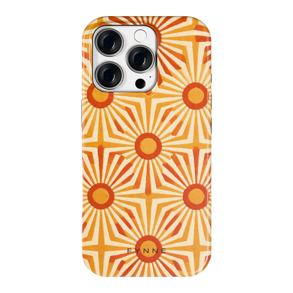 Retro Zonnestralen hoesje voor iPhone 16 Pro, achterkant