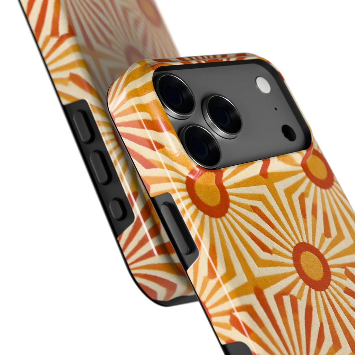 Retro Zonnestralen hoesje voor iPhone 18 Pro Max, close-up