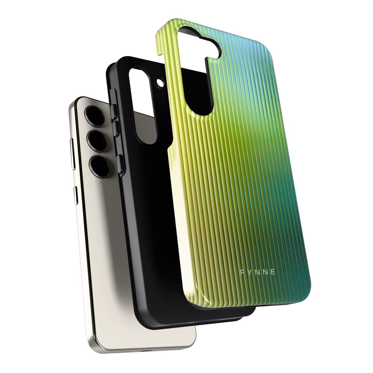 Geribbelde kleurgloed hoesje voor Galaxy S23, los van de telefoon
