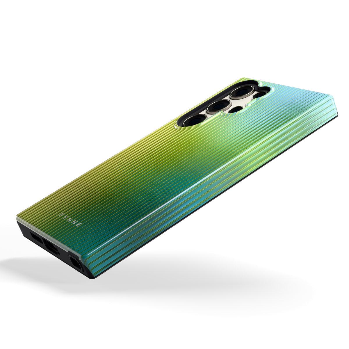 Geribbelde kleurgloed hoesje voor Galaxy S23 Ultra, schuin