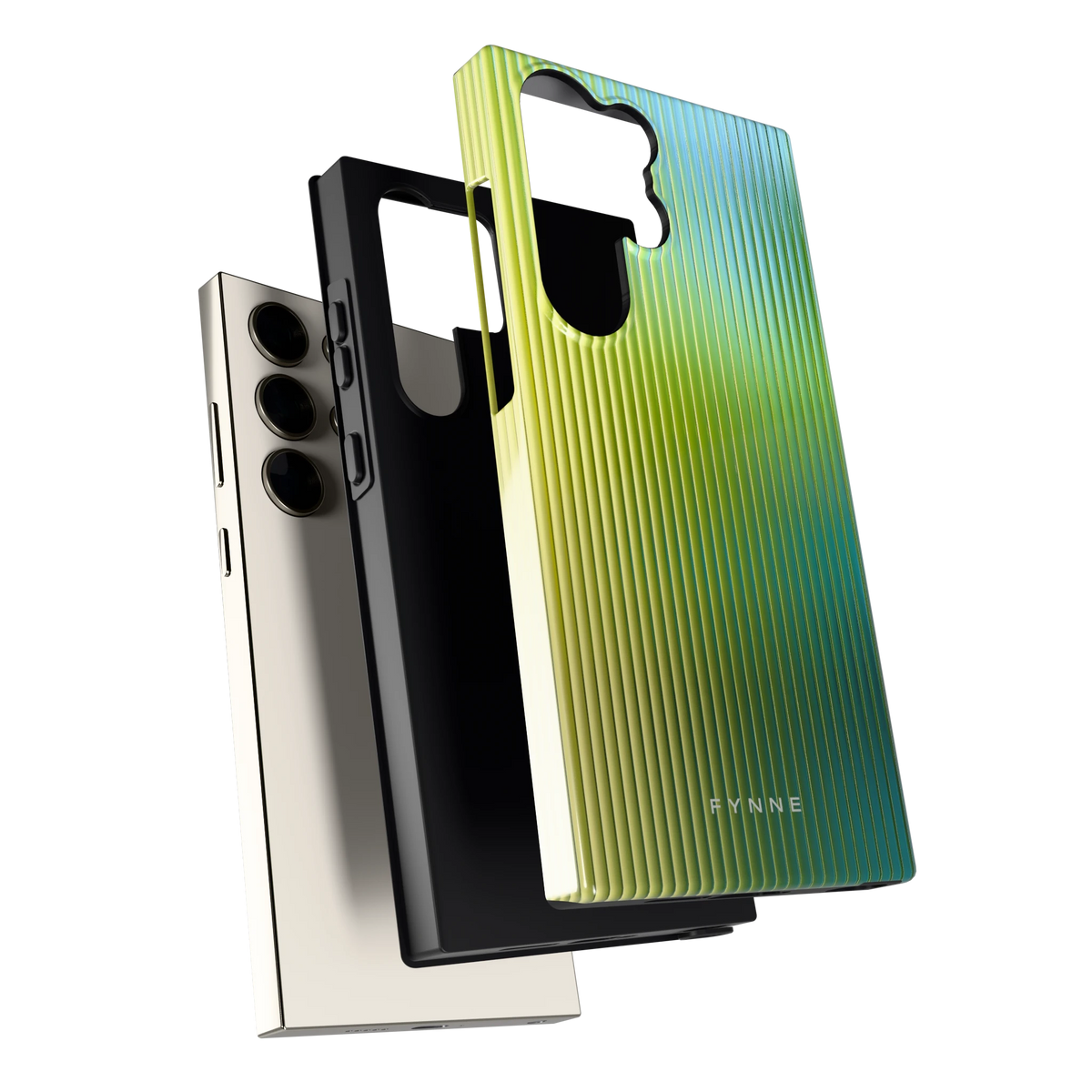 Geribbelde kleurgloed hoesje voor Galaxy S23 Ultra, los van de telefoon