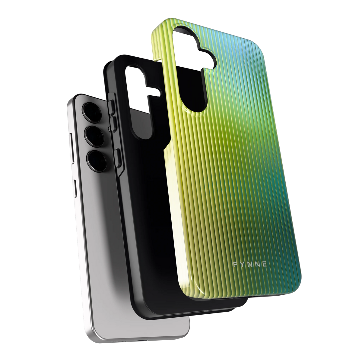 Geribbelde kleurgloed hoesje voor Galaxy S24, los van de telefoon
