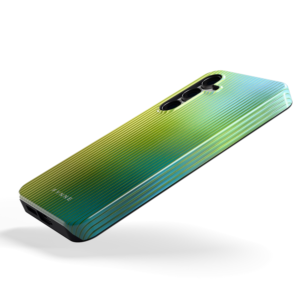 Geribbelde kleurgloed hoesje voor Galaxy S24 FE, schuin