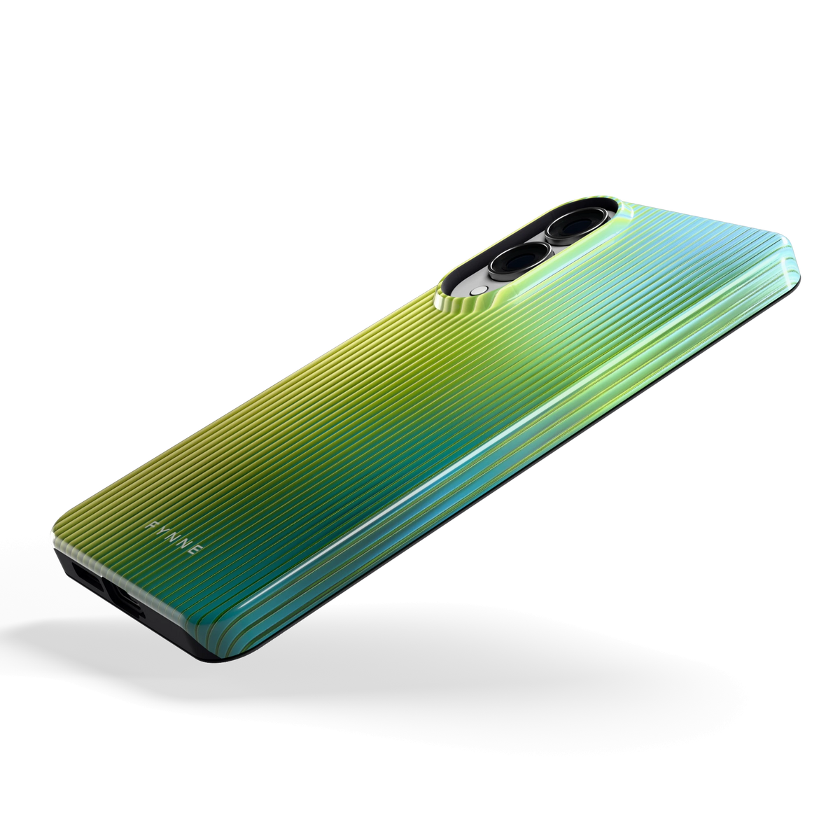 Geribbelde kleurgloed hoesje voor Galaxy S25 Edge, schuin