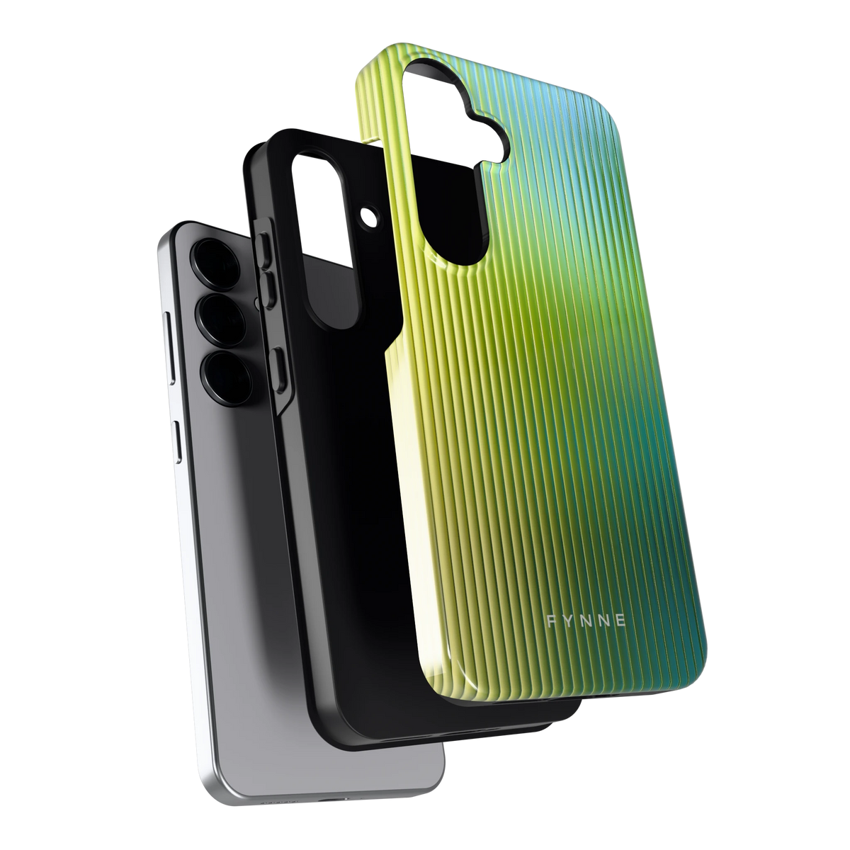 Geribbelde kleurgloed hoesje voor Galaxy S25, los van de telefoon