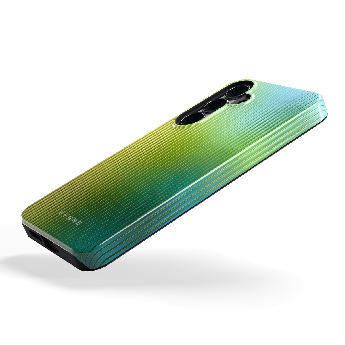 Geribbelde kleurgloed hoesje voor Galaxy S25+, schuin