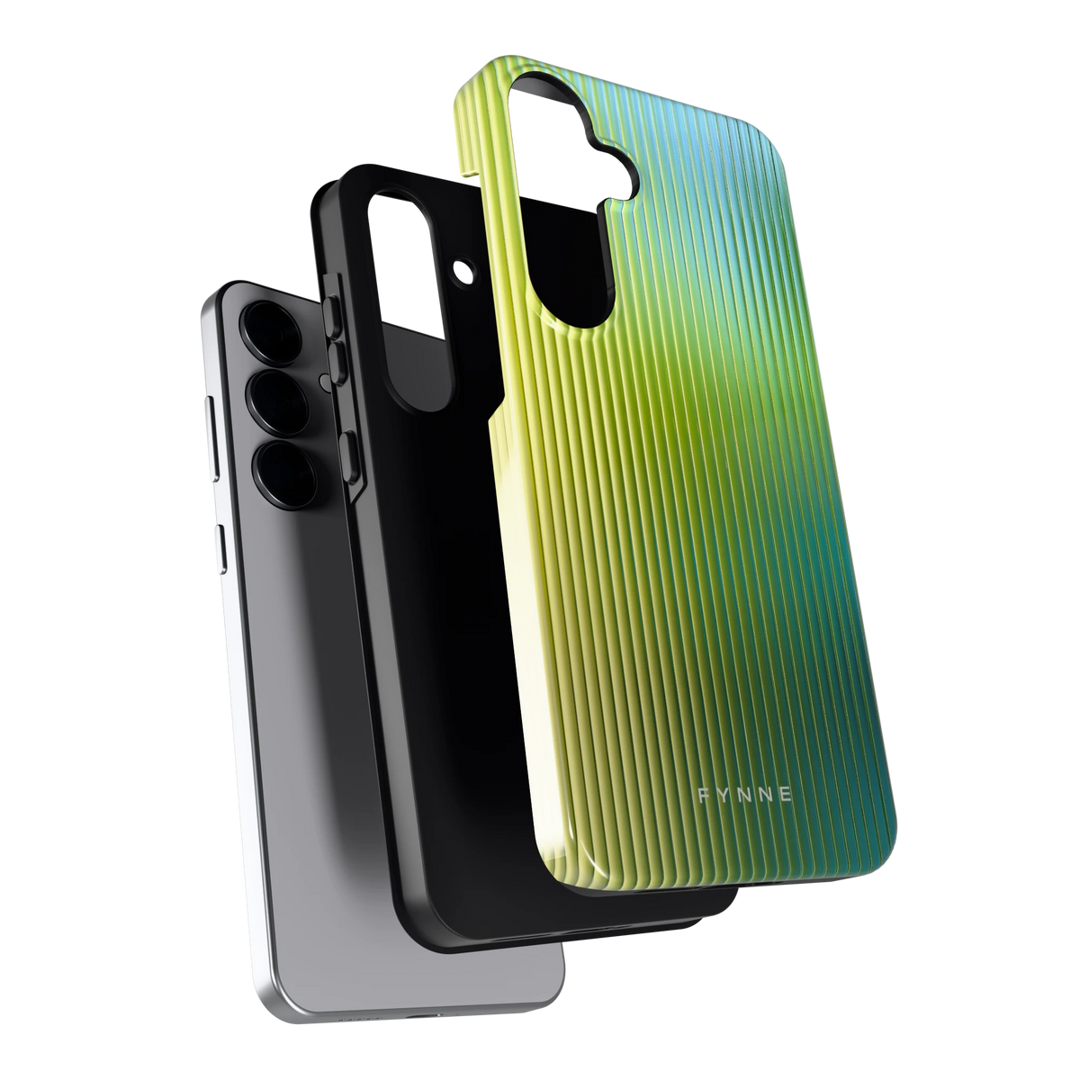 Geribbelde kleurgloed hoesje voor Galaxy S25+, los van de telefoon