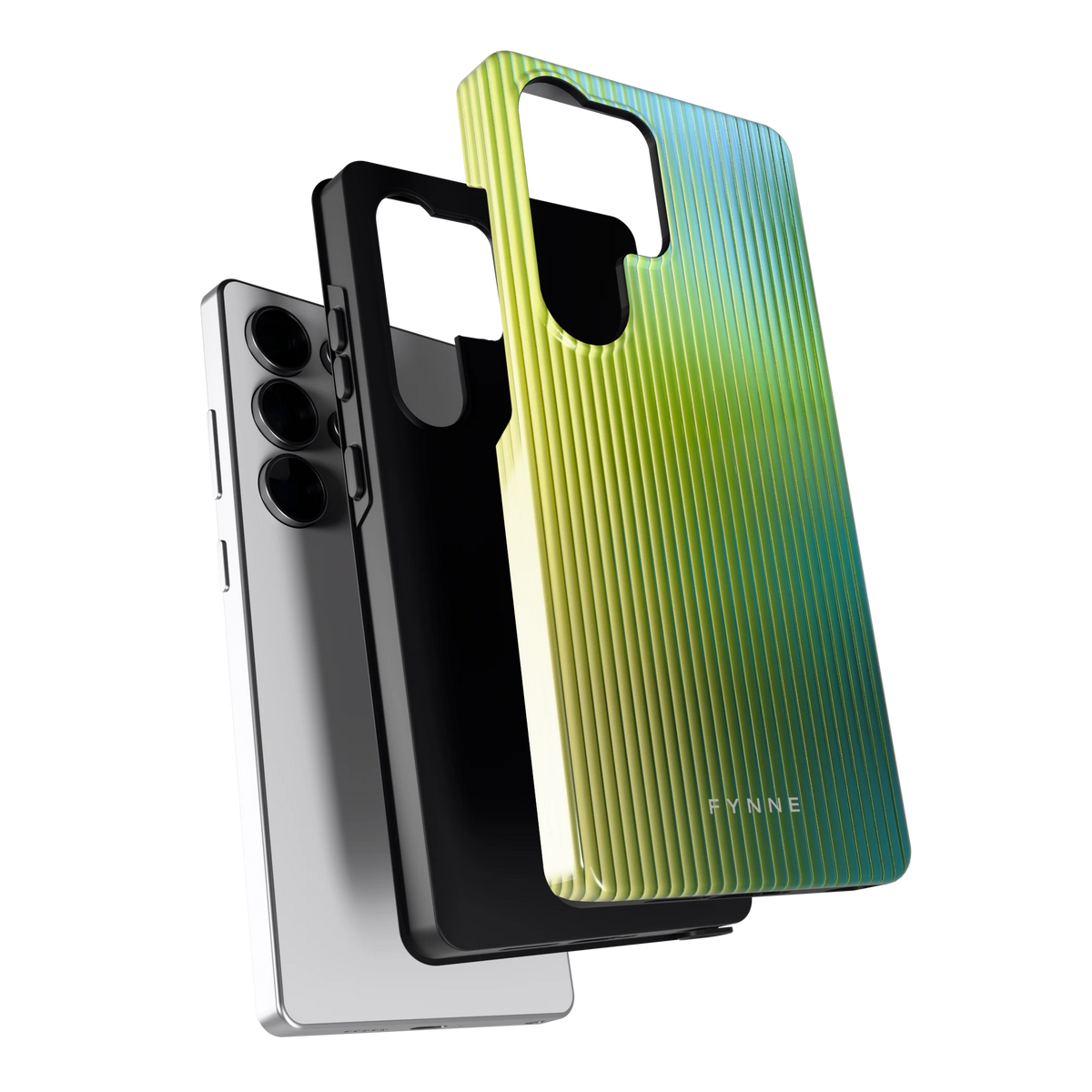 Geribbelde kleurgloed hoesje voor Galaxy S25 Ultra, los van de telefoon