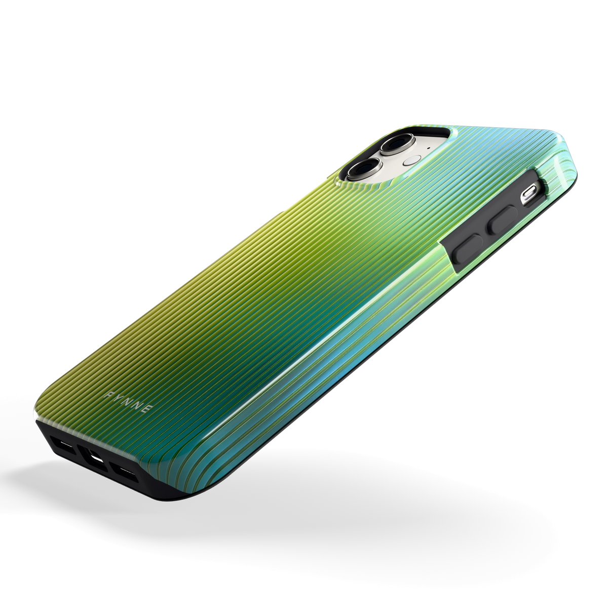 Geribbelde kleurgloed hoesje voor iPhone 11, schuin