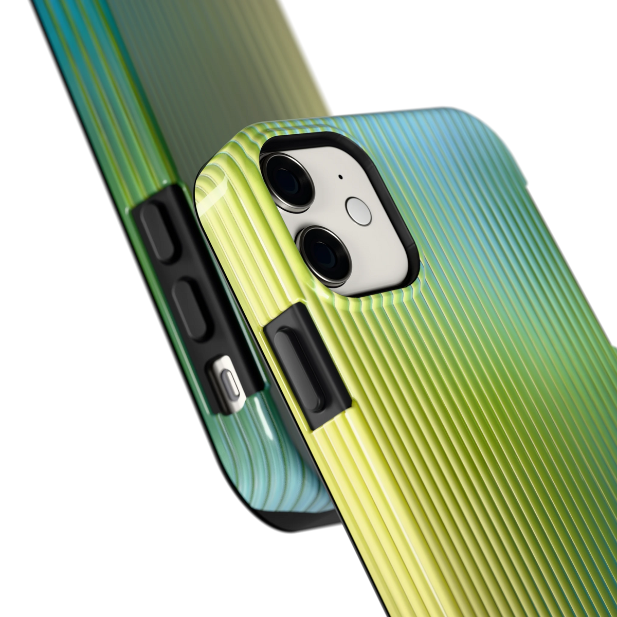 Geribbelde kleurgloed hoesje voor iPhone 11, close-up