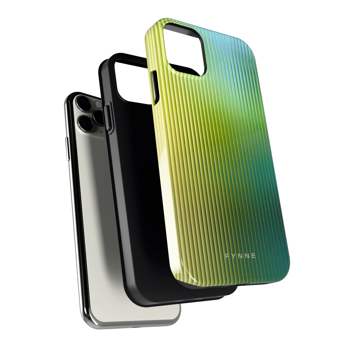 Geribbelde kleurgloed hoesje voor iPhone 11 Pro Max, los van de telefoon