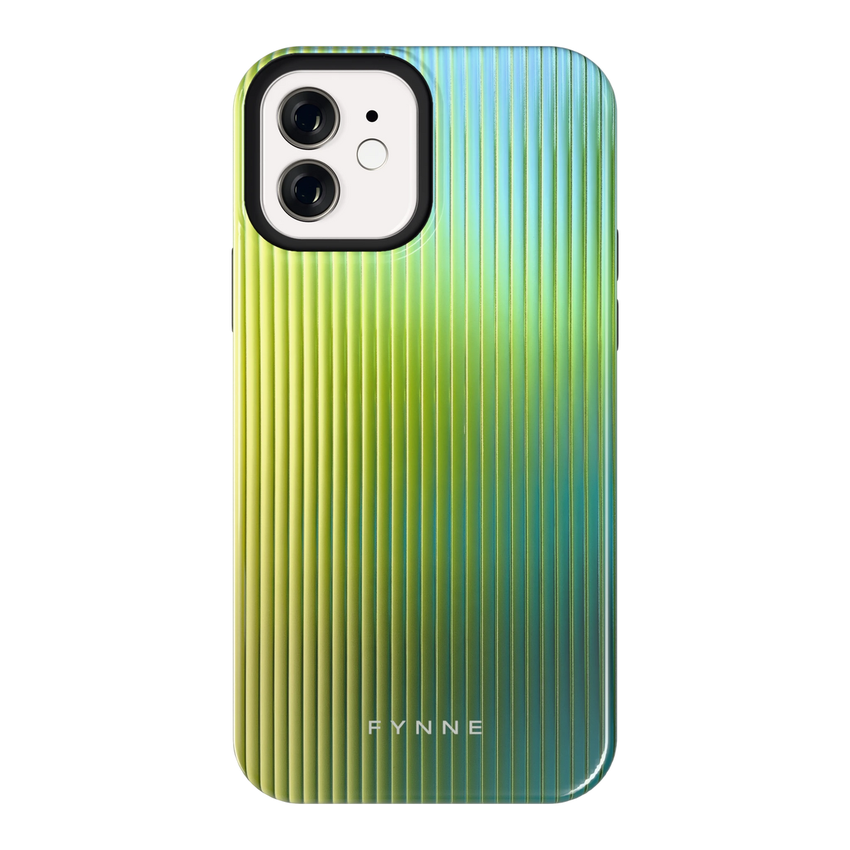 Geribbelde kleurgloed hoesje voor iPhone 12, achterkant