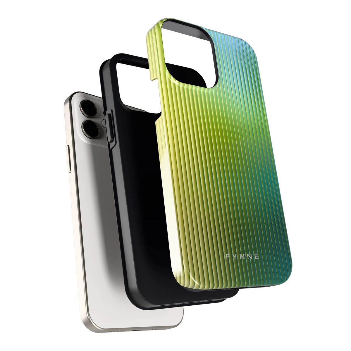 Geribbelde kleurgloed hoesje voor iPhone 12, los van de telefoon