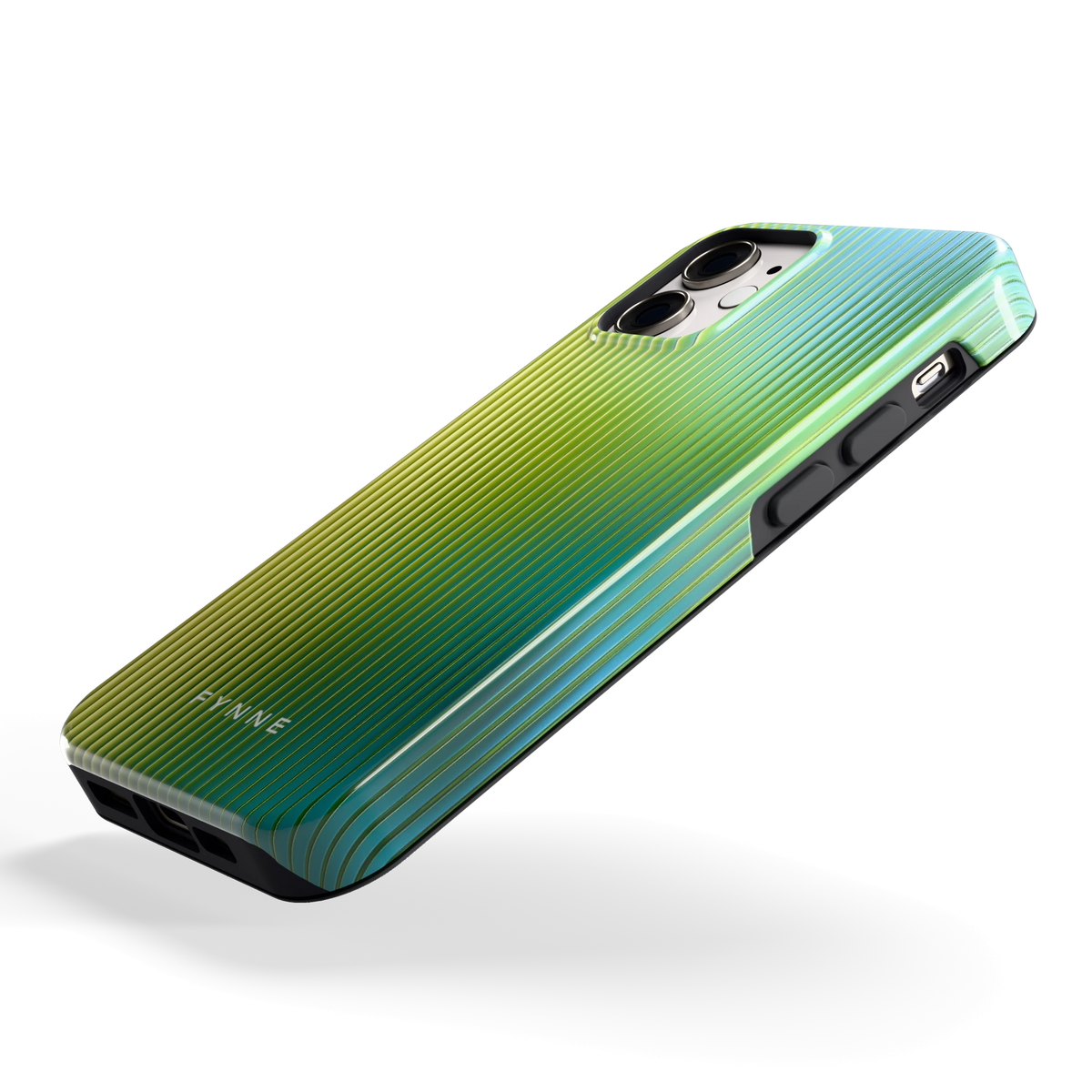 Geribbelde kleurgloed hoesje voor iPhone 12 mini, schuin