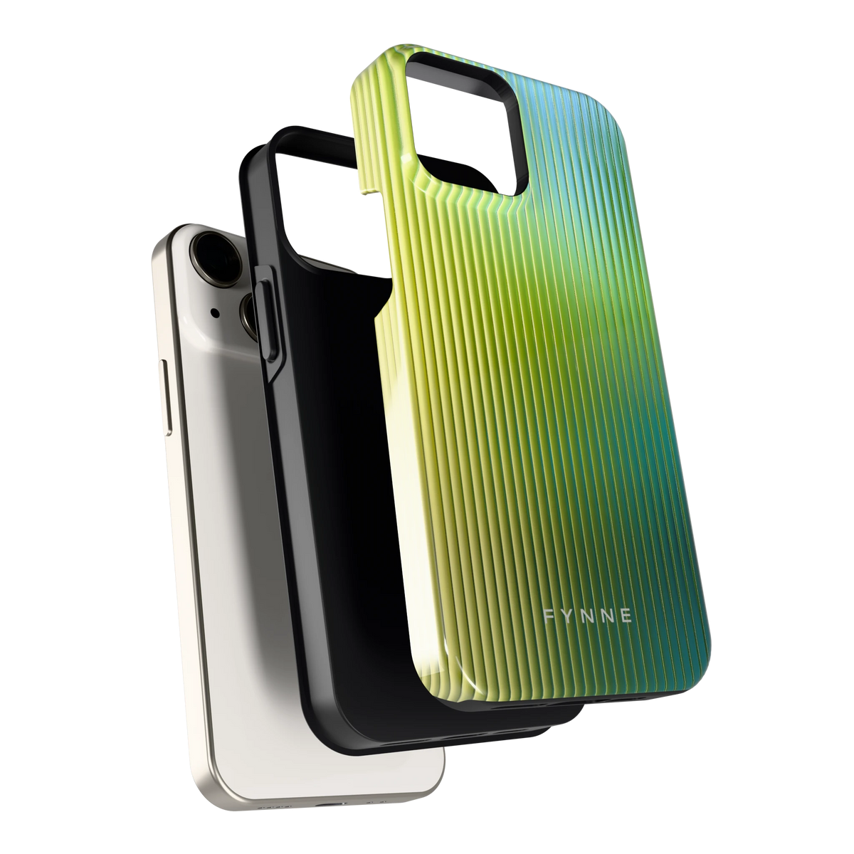 Geribbelde kleurgloed hoesje voor iPhone 13 mini, los van de telefoon