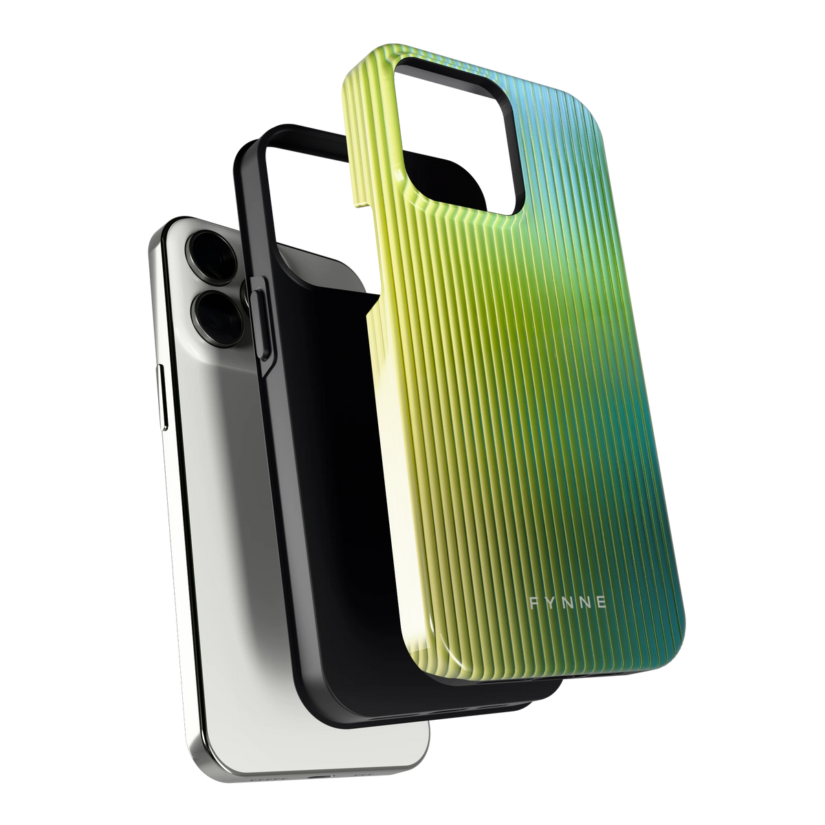 Geribbelde kleurgloed hoesje voor iPhone 13 Pro, los van de telefoon