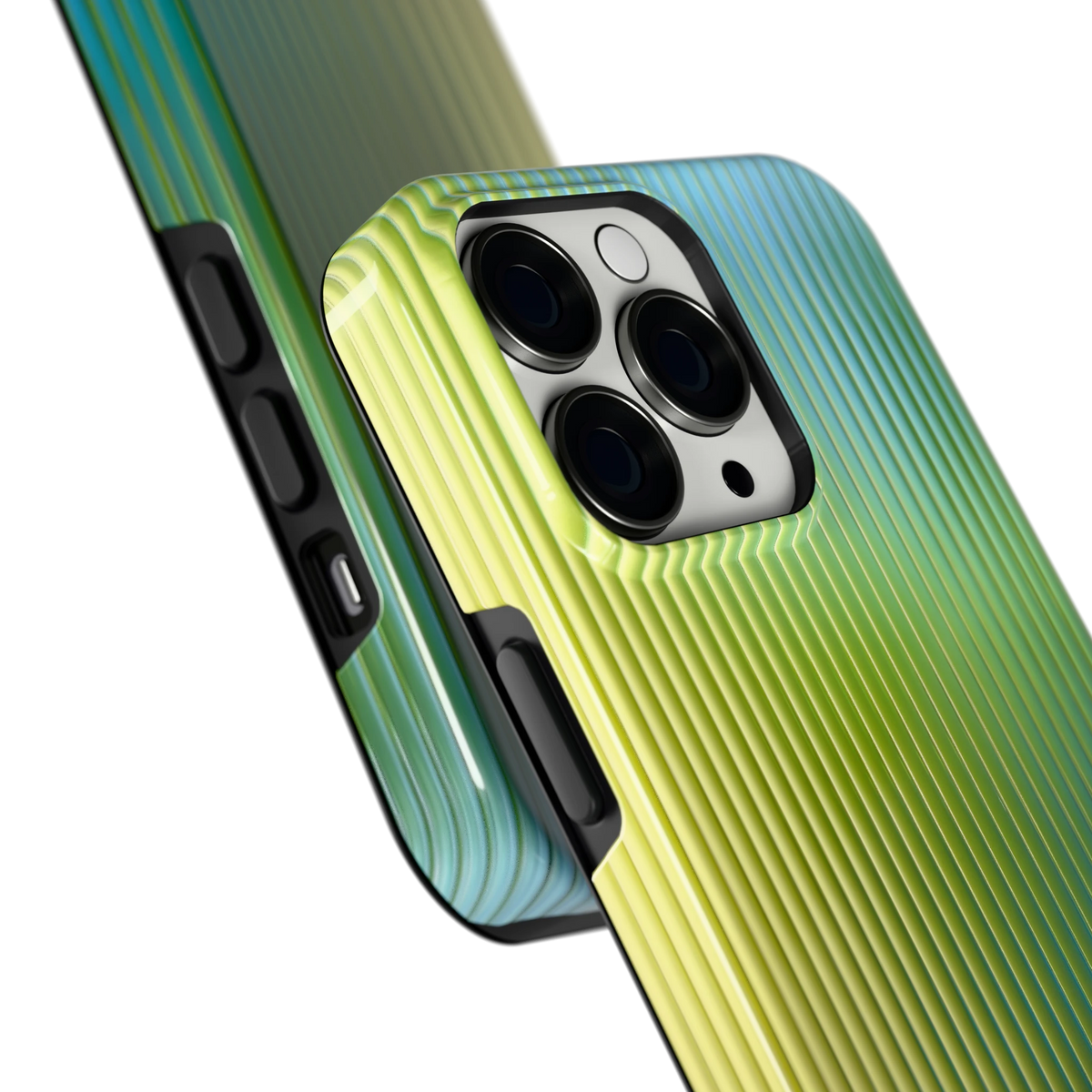 Geribbelde kleurgloed hoesje voor iPhone 13 Pro, close-up