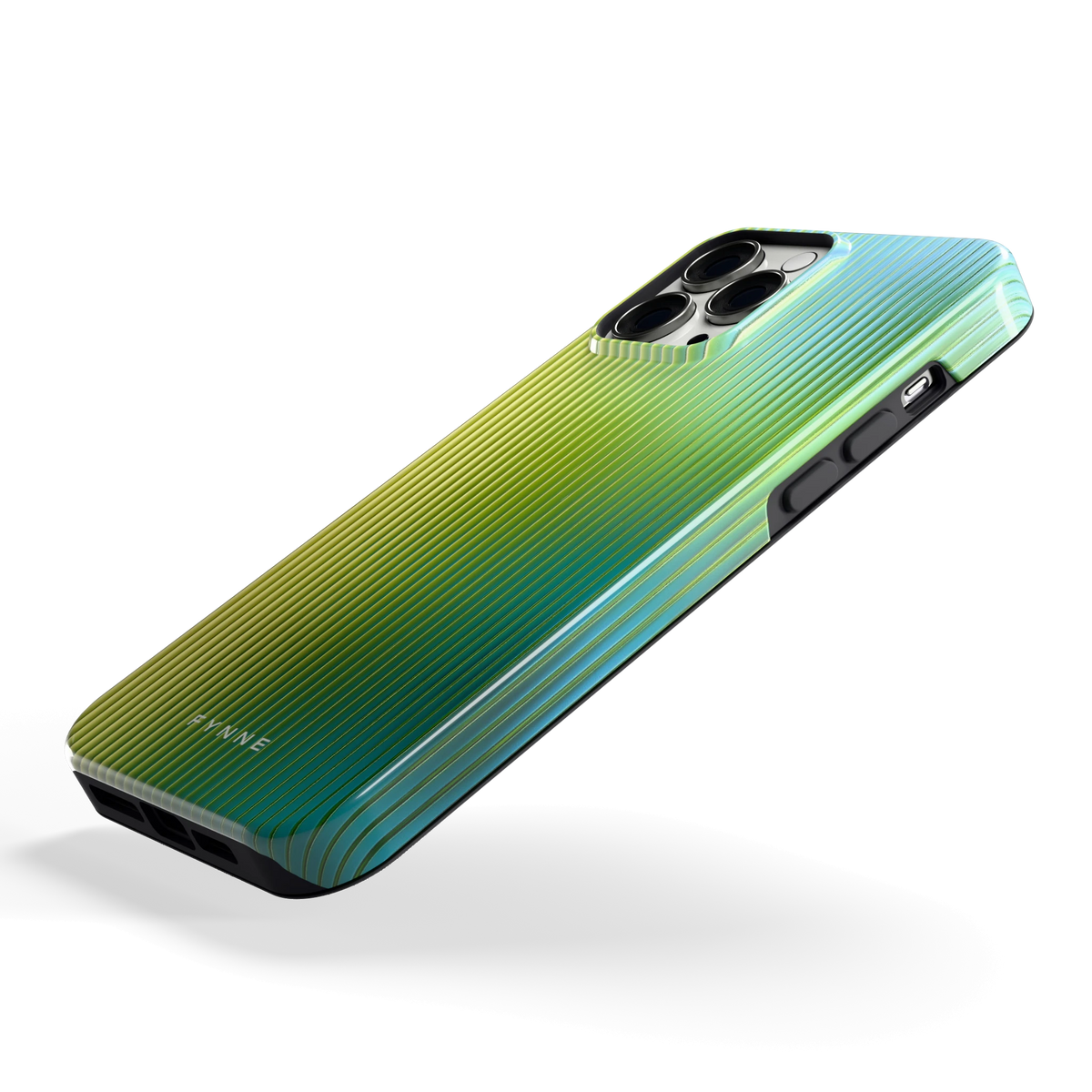 Geribbelde kleurgloed hoesje voor iPhone 13 Pro Max, schuin