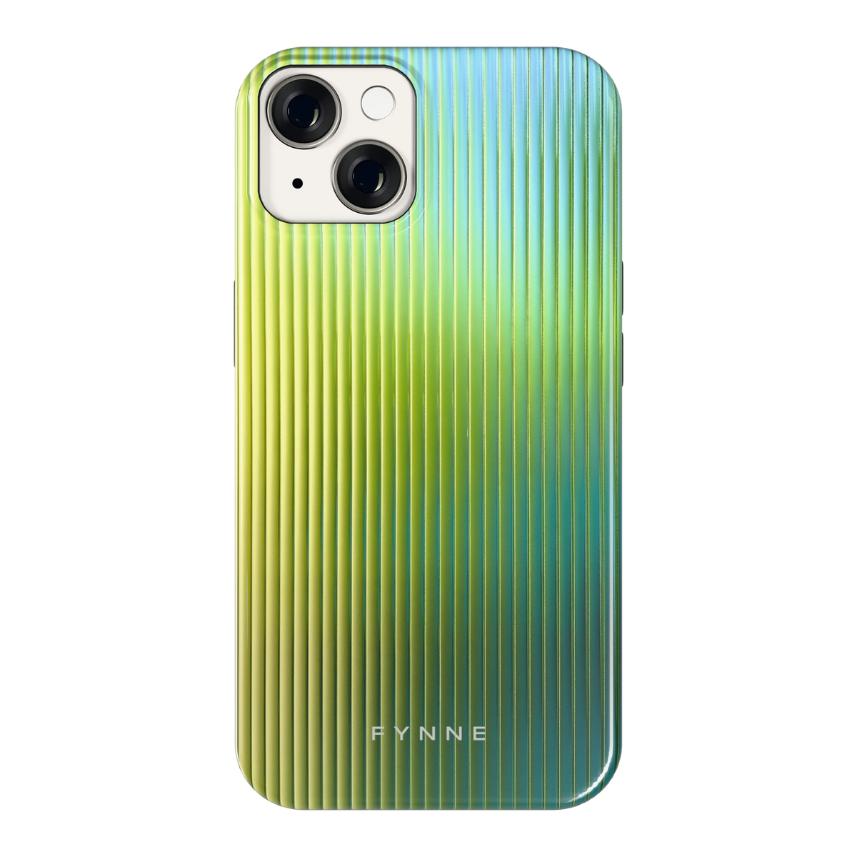 Geribbelde kleurgloed hoesje voor iPhone 14, achterkant
