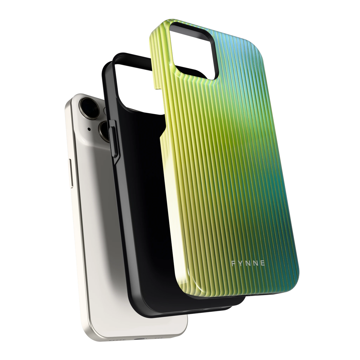 Geribbelde kleurgloed hoesje voor iPhone 14, los van de telefoon