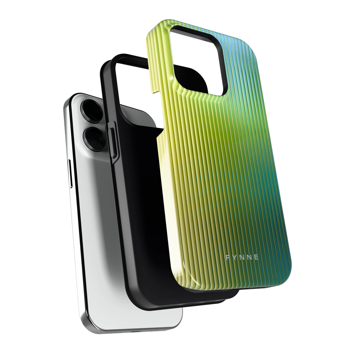 Geribbelde kleurgloed hoesje voor iPhone 14 Pro, los van de telefoon