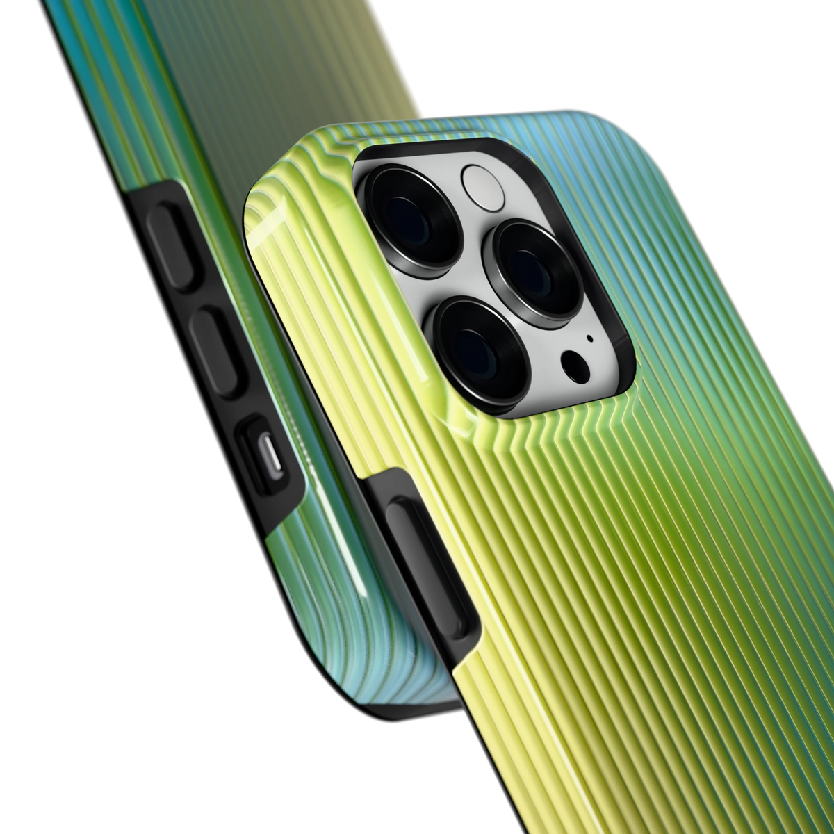 Geribbelde kleurgloed hoesje voor iPhone 14 Pro, close-up