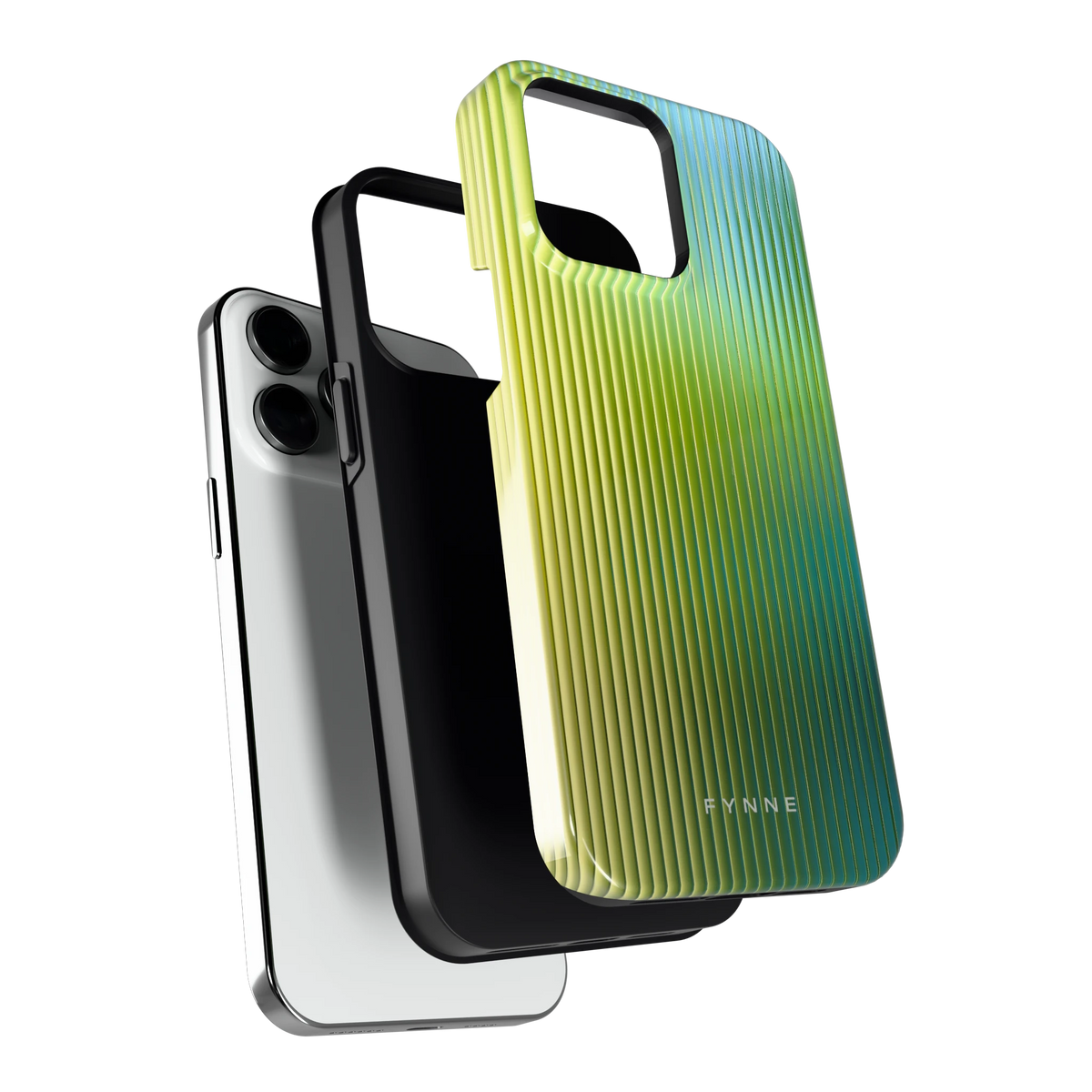 Geribbelde kleurgloed hoesje voor iPhone 14 Pro Max, los van de telefoon