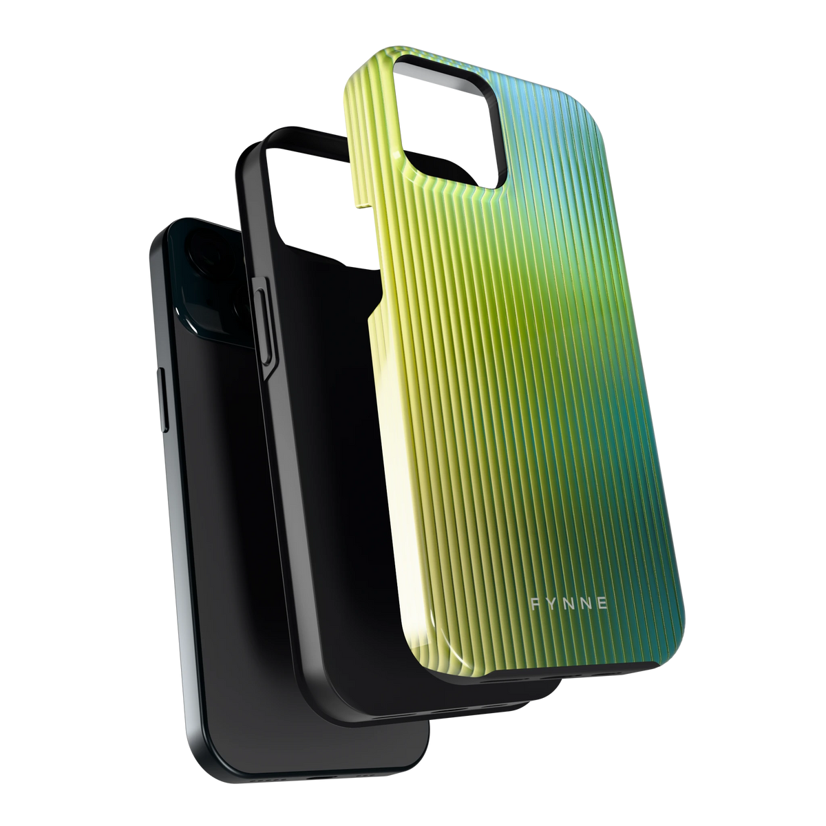 Geribbelde kleurgloed hoesje voor iPhone 15, los van de telefoon