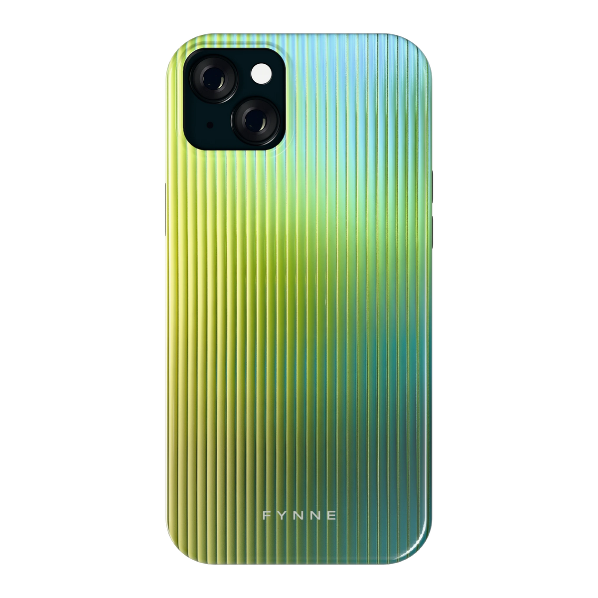 Geribbelde kleurgloed hoesje voor iPhone 15 Plus, achterkant