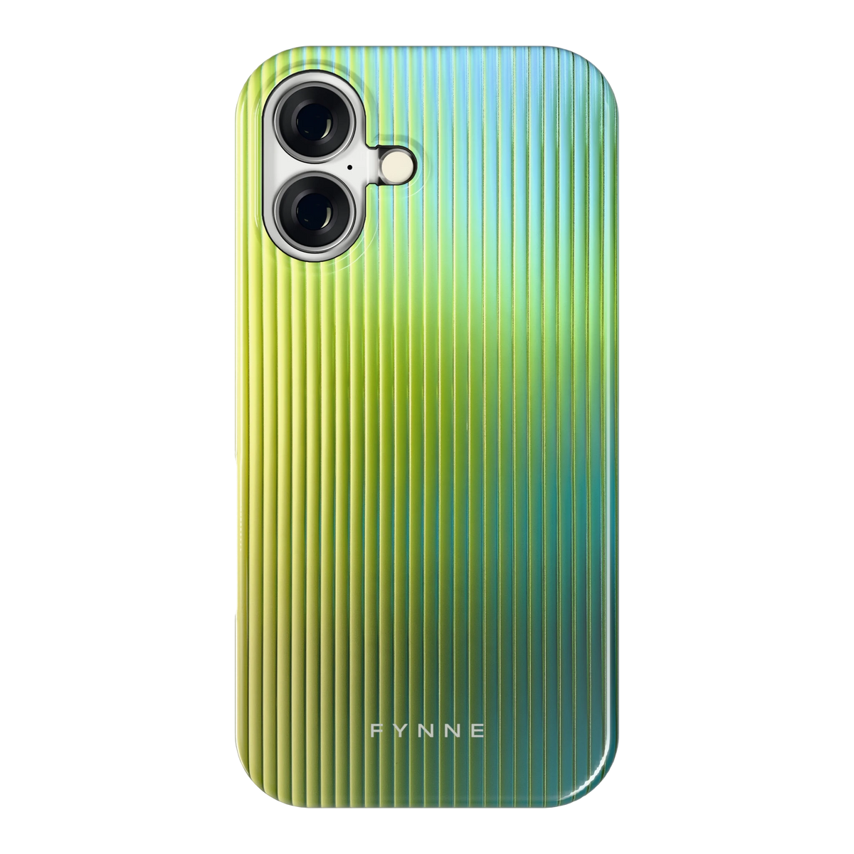 Geribbelde kleurgloed hoesje voor iPhone 16, achterkant