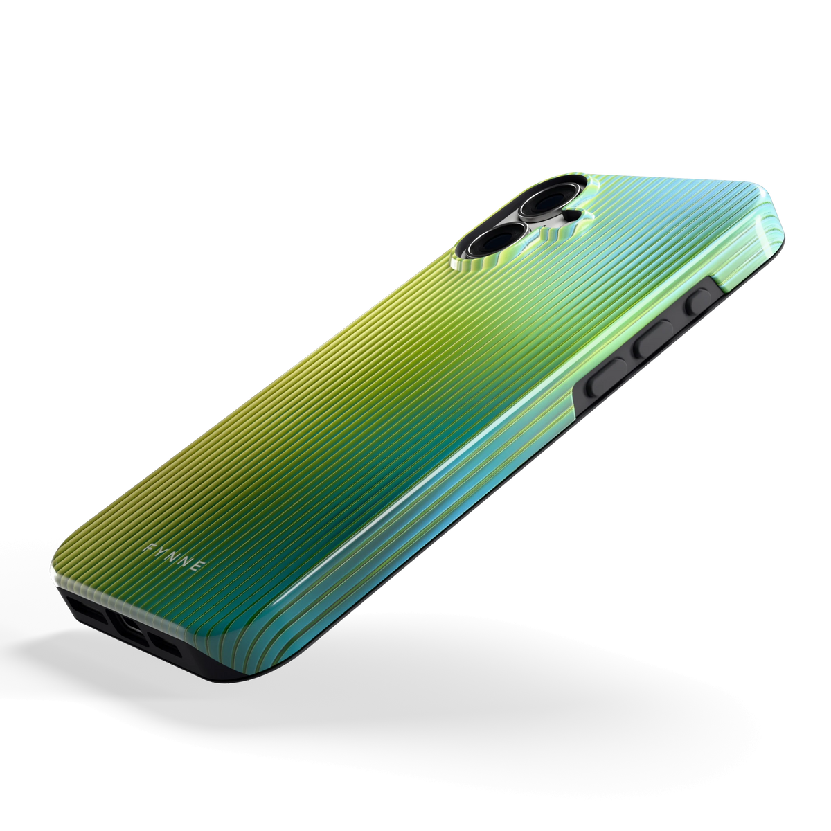 Geribbelde kleurgloed hoesje voor iPhone 16 Plus, schuin