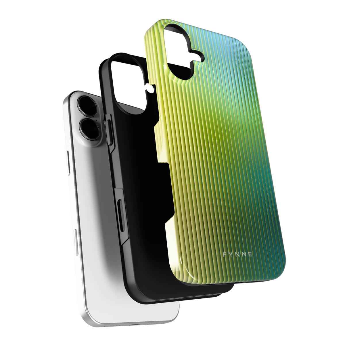 Geribbelde kleurgloed hoesje voor iPhone 16 Plus, los van de telefoon