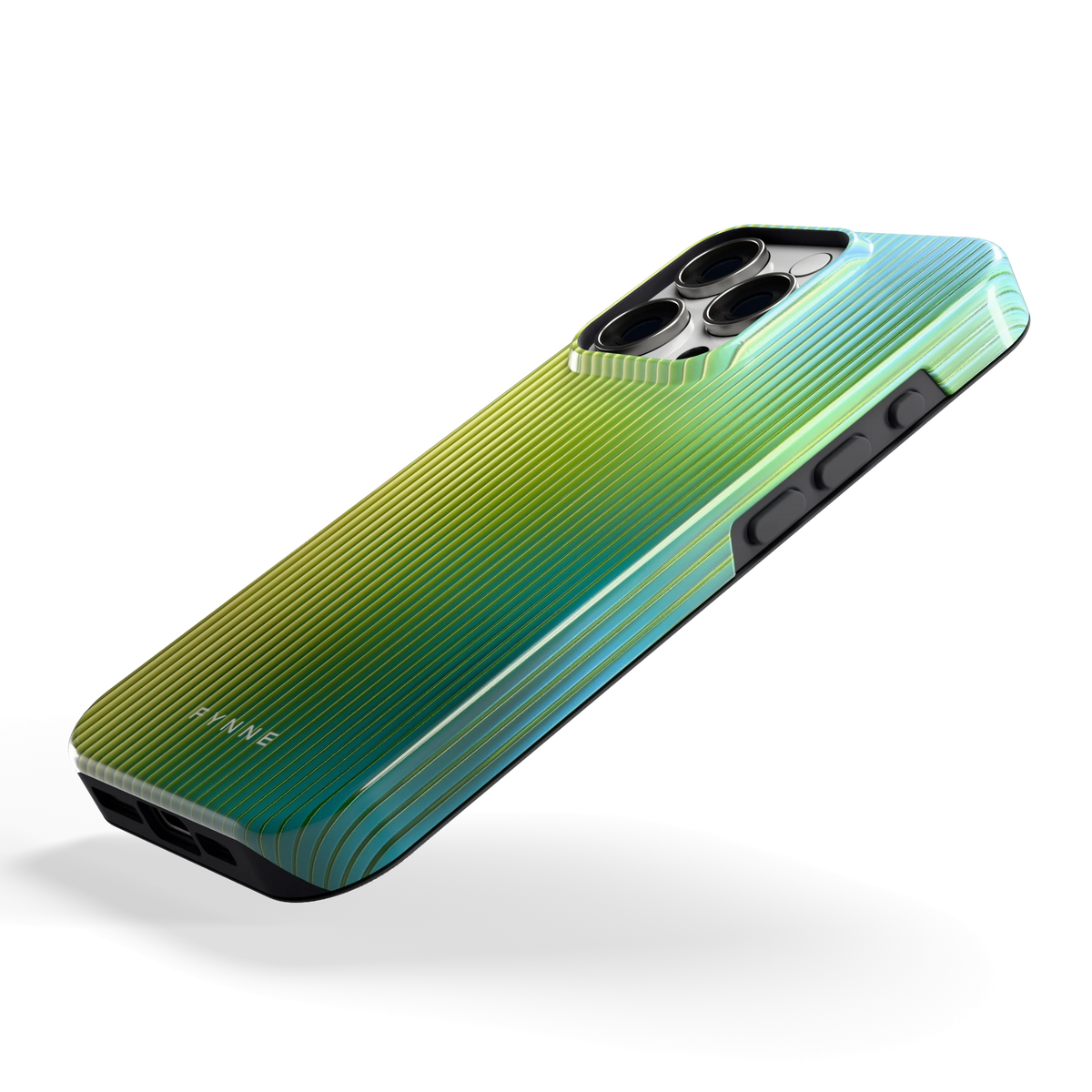 Geribbelde kleurgloed hoesje voor iPhone 16 Pro, schuin