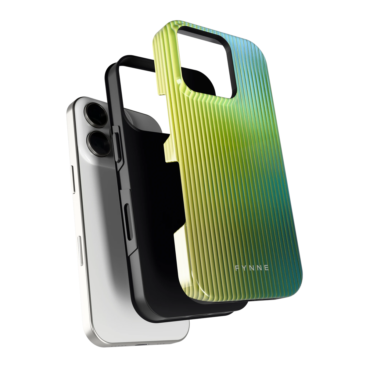 Geribbelde kleurgloed hoesje voor iPhone 16 Pro, los van de telefoon
