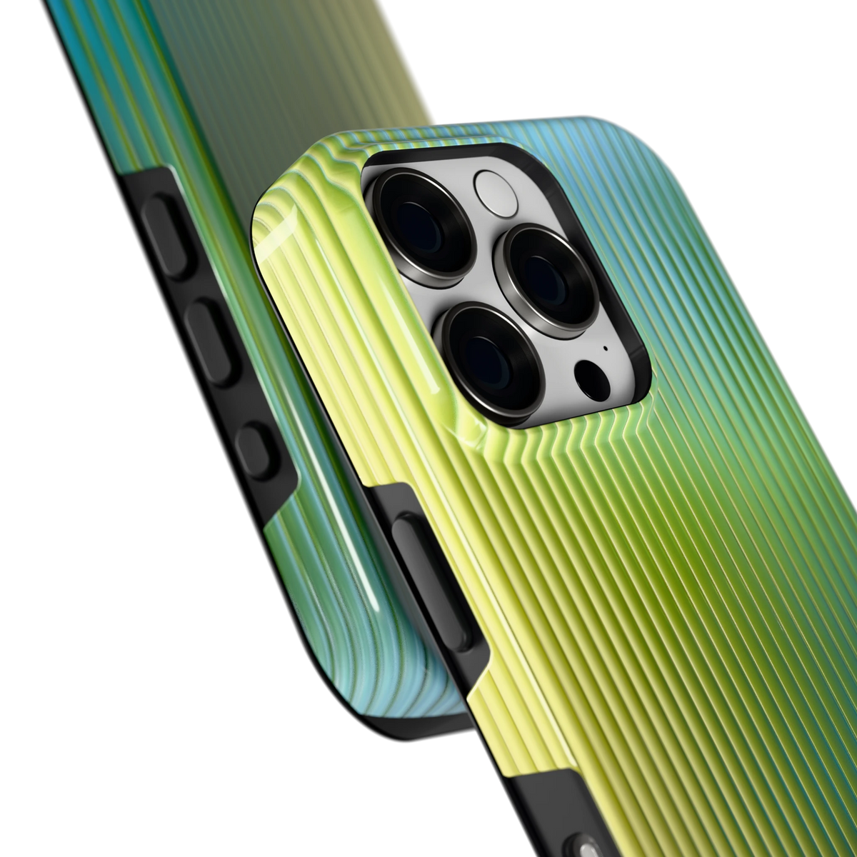 Geribbelde kleurgloed hoesje voor iPhone 16 Pro, close-up