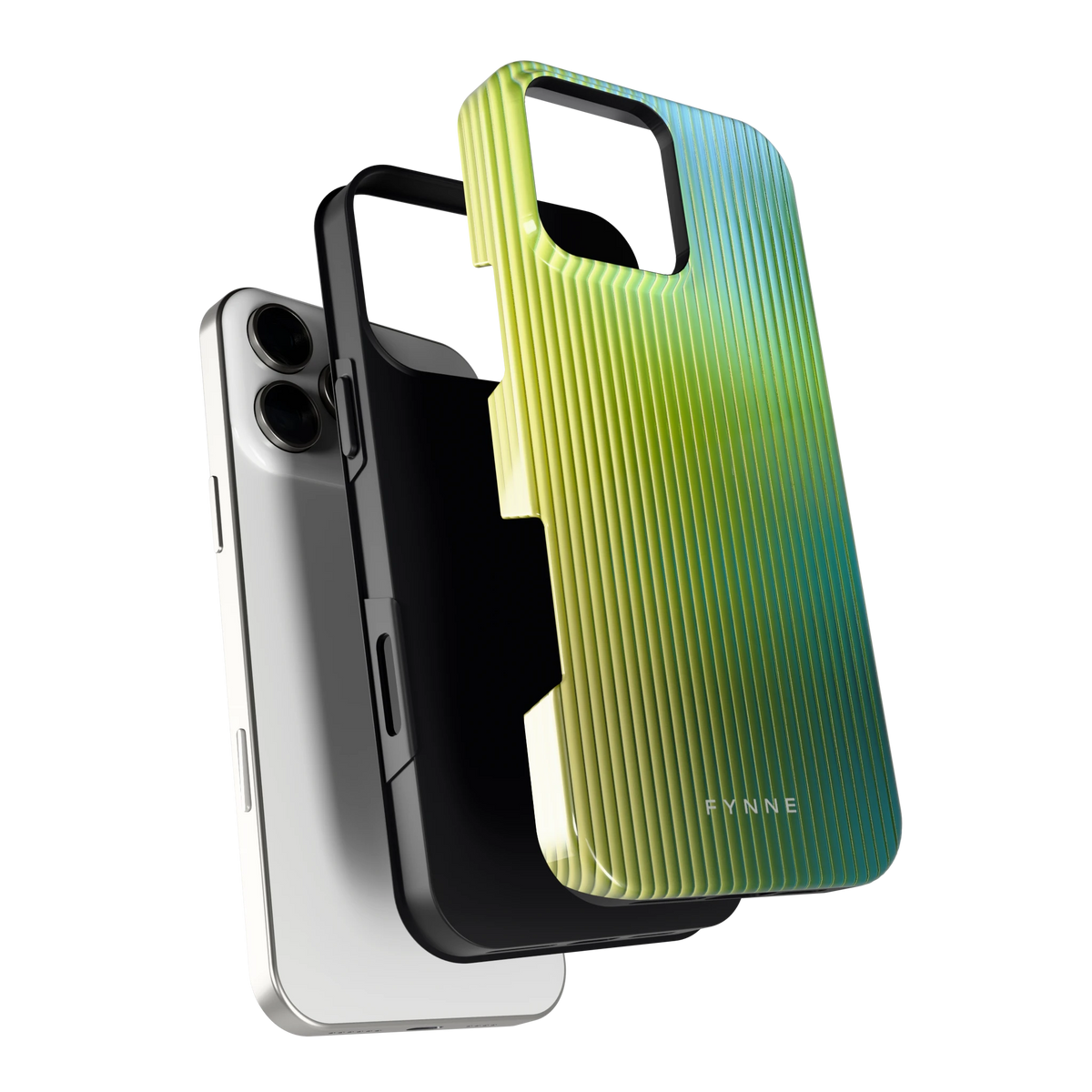 Geribbelde kleurgloed hoesje voor iPhone 16 Pro Max, los van de telefoon