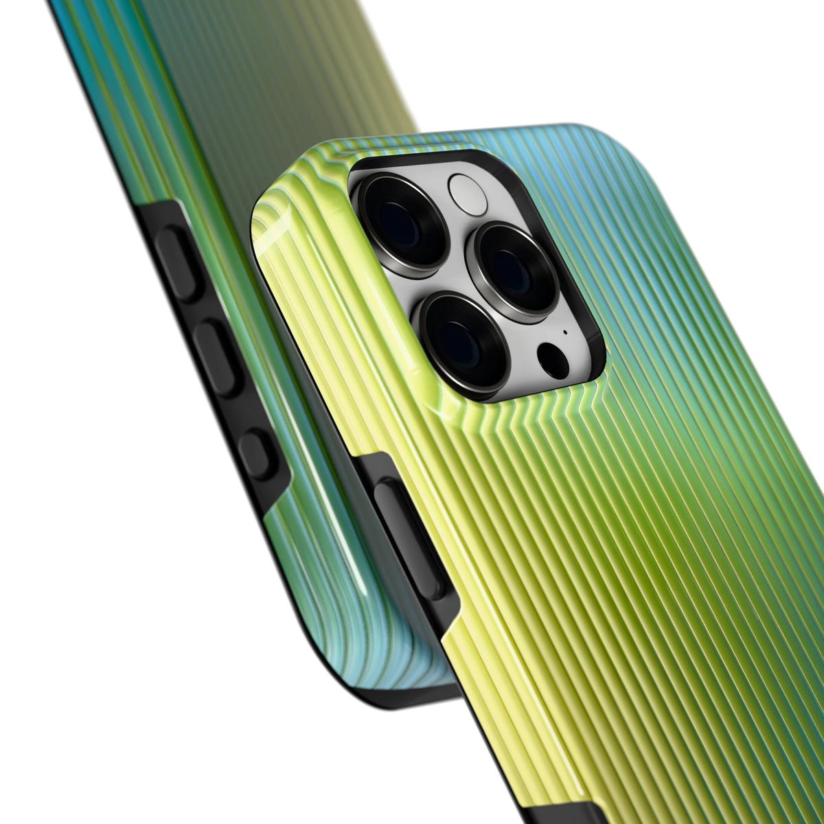 Geribbelde kleurgloed hoesje voor iPhone 16 Pro Max, close-up