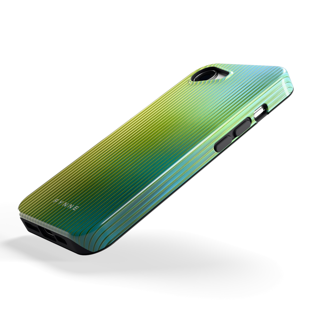 Geribbelde kleurgloed hoesje voor iPhone 16e, schuin