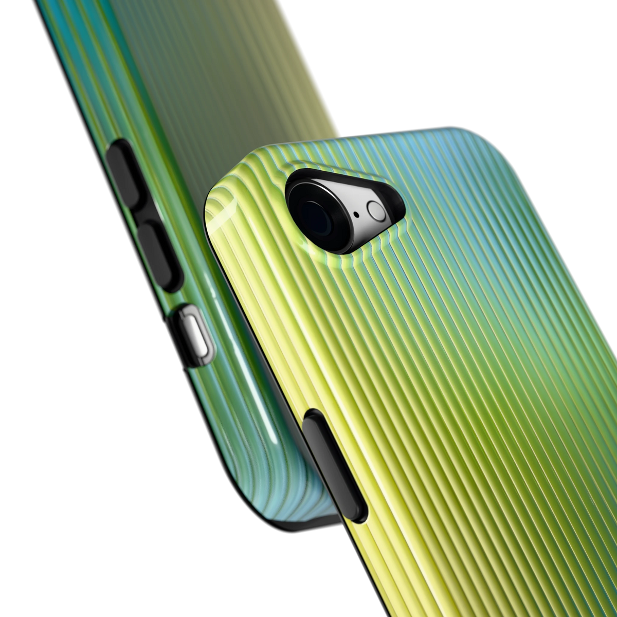 Geribbelde kleurgloed hoesje voor iPhone 16e, close-up