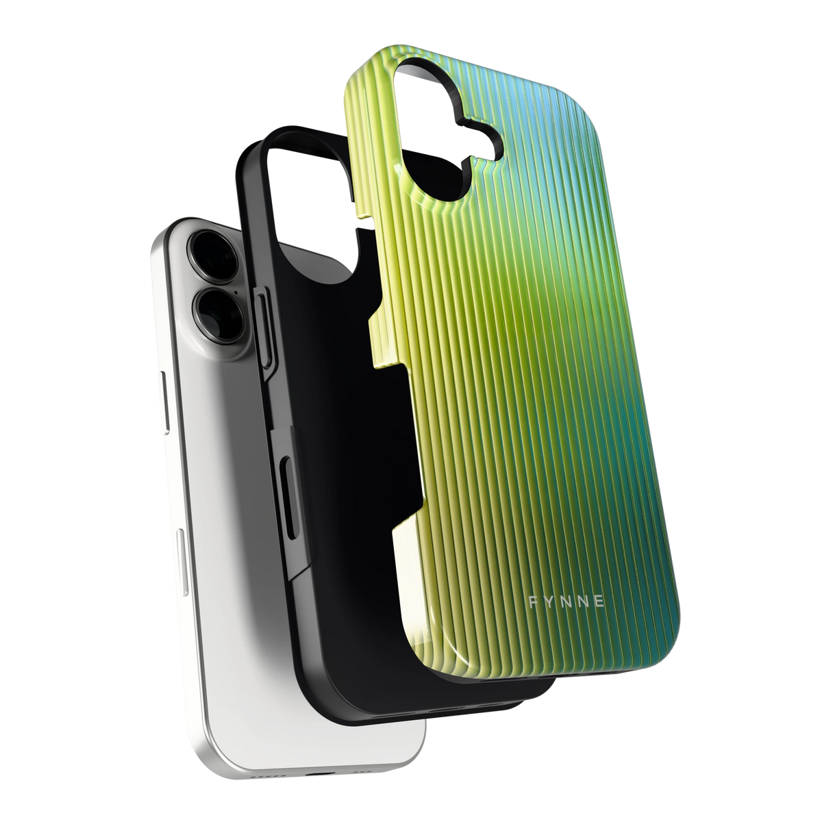 Geribbelde kleurgloed hoesje voor iPhone 17, los van de telefoon